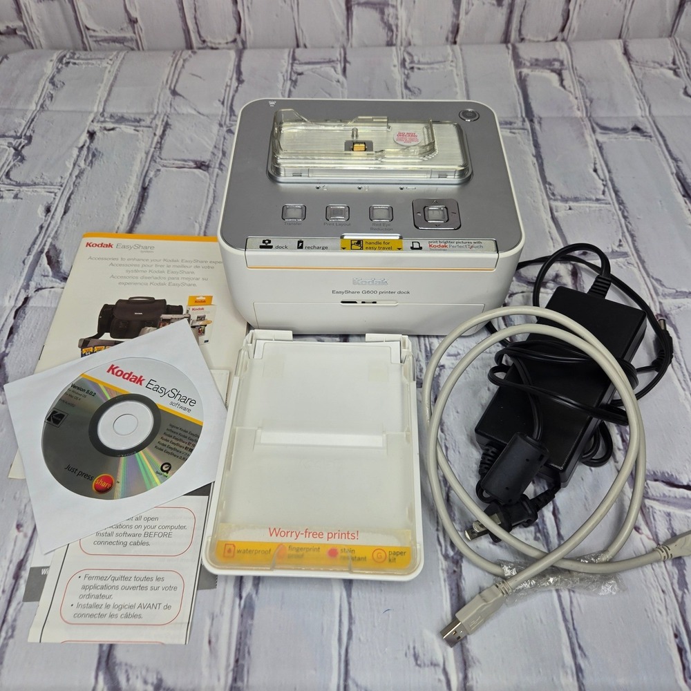 Kodak EasyShare G600 Printer Dock Photo Station W/ Software Power Adapter TESTED
